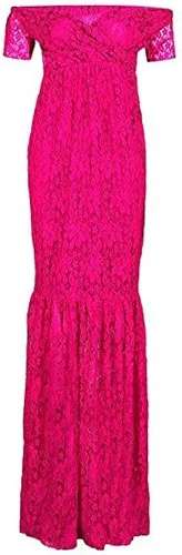 Vista 2 de ZIUMUDY Vestido de maternidad de manga corta con cuello en V y encaje para mujer