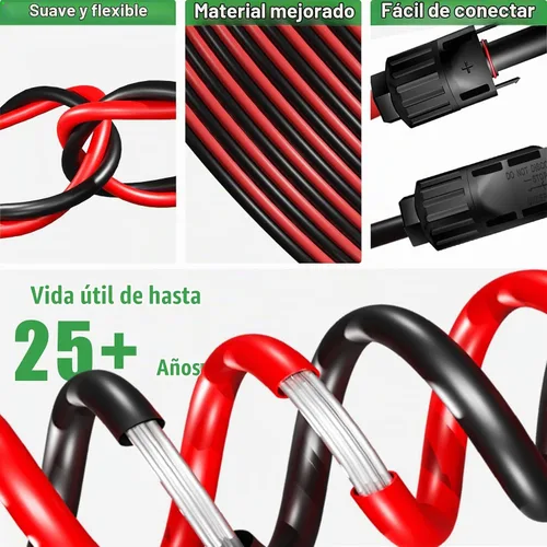 Vista 4 de Cable de extensión solar de doble cable de 6 pies – Conector de panel solar de 10 AWG (6 mm²), con conectores solares IP67 macho/hembra para Sin