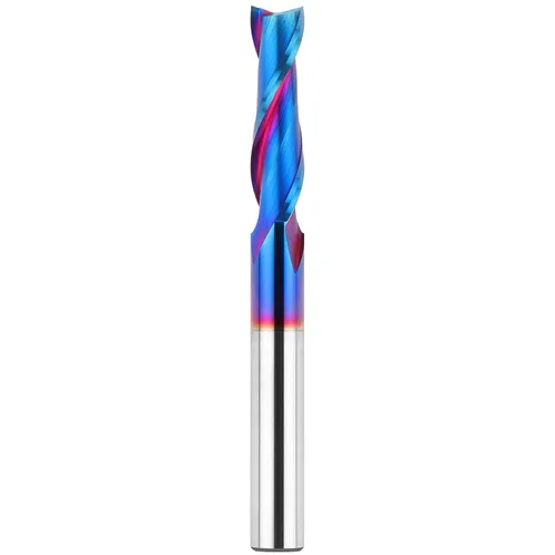 Vista 10 de EANOSIC Brocas de fresadora en espiral de compresión ascendente y descendente de 1/2 pulgada de diámetro de corte con revestimiento nano azul
