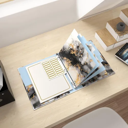 Vista 6 de Rouidr Carpeta de 3 anillos con portapapeles, 1 pulgada, 8.5 x 11 pulgadas, tamaño carta, carpetas organizadoras con pestañas divisorias y fundas