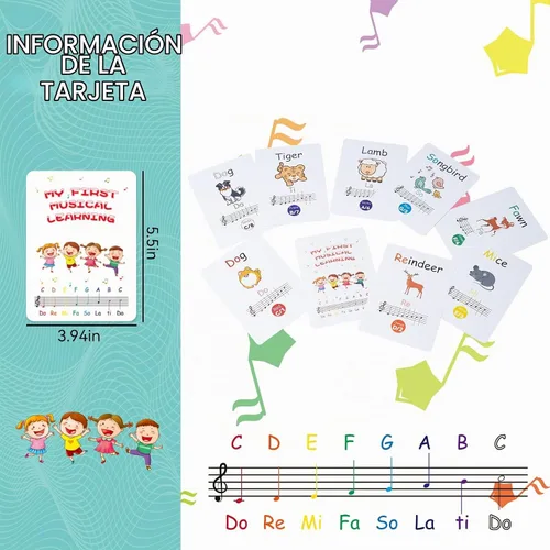 Vista 4 de Campanas de Escritorio, Campanas de Mano Diatónicas Arcoíris para Niños con 17 Libros de Canciones y Tarjetas Musicales Flash, Juguetes
