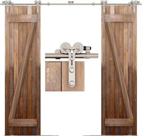 Vista 39 de TSMST Kit de herrajes para puerta corrediza de granero de 4 pies, riel de puerta de granero resistente de acero inoxidable para una sola puerta