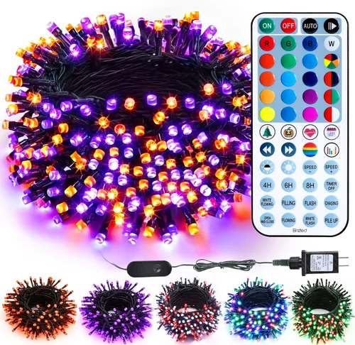 Vista 10 de Brizled Cadena de luces que cambian de color, 33 pies, 100 luces LED pasrel RGB - Cable transparente - USB