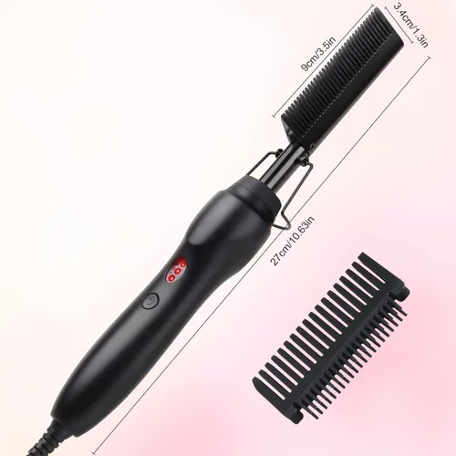 Vista 8 de Peine Eléctrico Caliente Alisador de Cabello Peine de Prensado con Calor Rizador Plancha Plana Cepillo Alisador de Cabello para Negro Natural, Peine