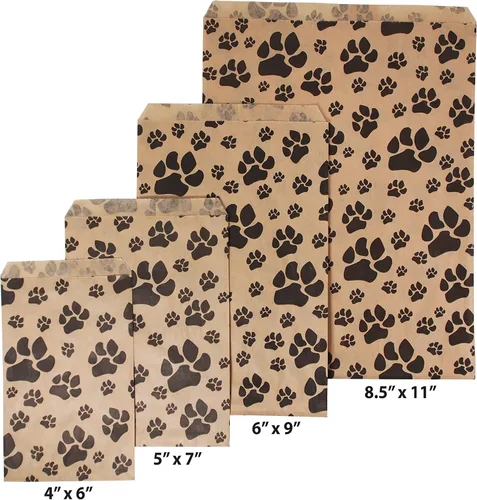 Vista 5 de CuteBox Pawprint - Bolsas de regalo de papel plano de estraza (4 x 6 pulgadas) para manualidades, recuerdos de fiesta, venta al por menor