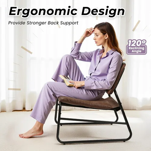 Vista 4 de DAICO Silla decorativa moderna, impermeable, sin brazos, cómodas, tapizadas, con marco de metal, para sala de estar, dormitorio, balcón, jardín