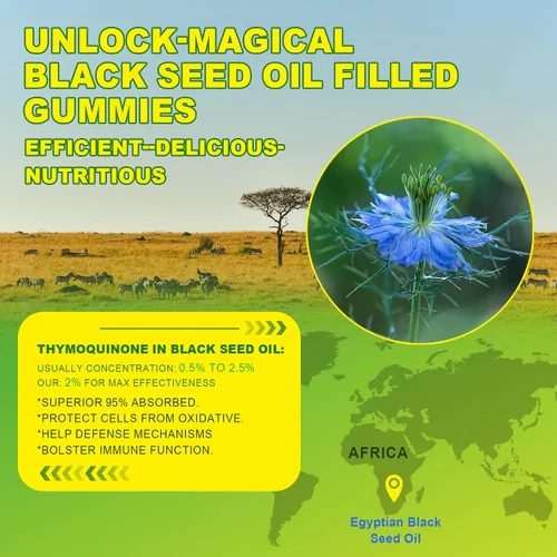 Vista 3 de Gomitas de aceite de semilla negra y clorofila, biotina de 500 mcg con colágeno hidrolizado, miel de manuka cruda, orgánica prensada en frío, máxima