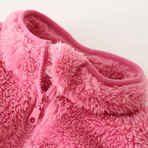 Vista 4 de Boys Girls Sleeveless Jacket Polar Soft Sherpa Fleece Vest Outerwear Zip up Pockets