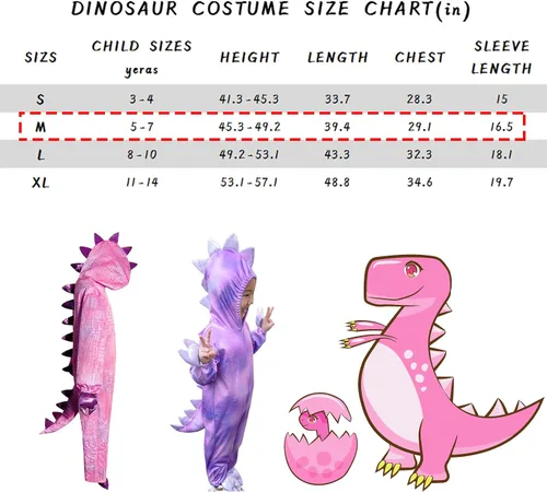 Vista 4 de Disfraz de T-rex rosa para niñas de 3 a 14 años