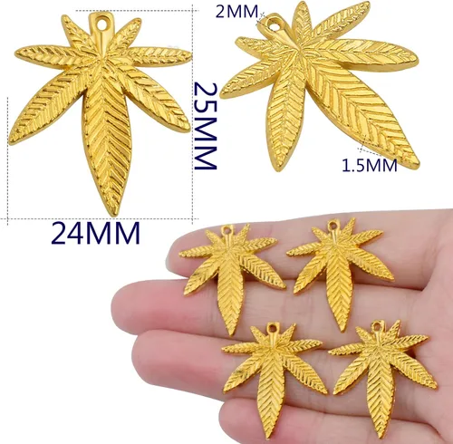 Vista 3 de Aylifu Maple Leaves Charms Tibetan Alloy Marijuana Leaf Charm Medical Pot Cannabis Tree Leaves Pendant Charms for DIY Earring Bracelet Necklace