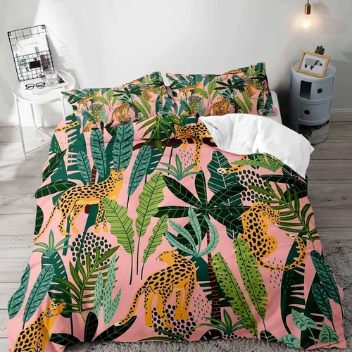 Vista 10 de VIVIHOME - Juego de ropa de cama inspiradora de león de 2 piezas, funda de edredón individual, ropa de cama negra con animales salvajes africanos