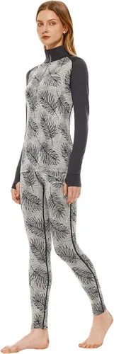 Vista 3 de Adeptwool Conjunto John de capa base de lana merino para mujer, media cremallera, parte superior e inferior, ropa interior térmica