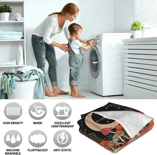 Vista 9 de Manta de hongos, ultra suave, cálida y ligera, de franela de forro polar con microhongos, para cama, sofá, regalo de viaje, decoración de hongos