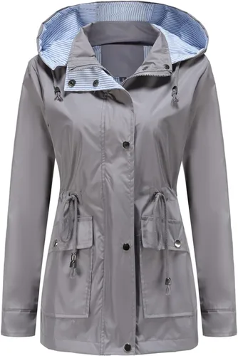 Vista 2 de MODFUL Chubasquero impermeable para mujer, chaqueta impermeable con capucha ligera