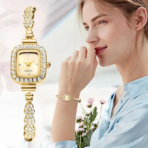 Vista 4 de OIDEA Reloj de pulsera con diamantes de imitación para mujer: reloj de pulsera de cuarzo analógico con diamantes de imitación de lujo, correa