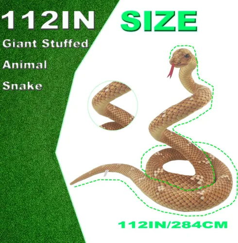 Vista 6 de Mukouxun Serpiente de peluche gigante de 112 pulgadas, serpiente de peluche para niños, juguetes de broma de animales de peluche, anaconda gigante