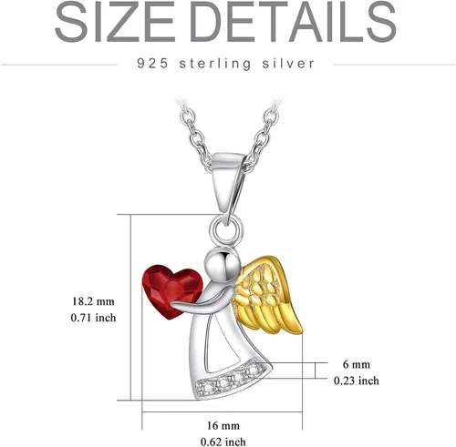 Vista 4 de AOBOCO 925 Sterling Silver Guardian Angel Necklace, Birthday Baptism Communion Gifts for Girls Daughter