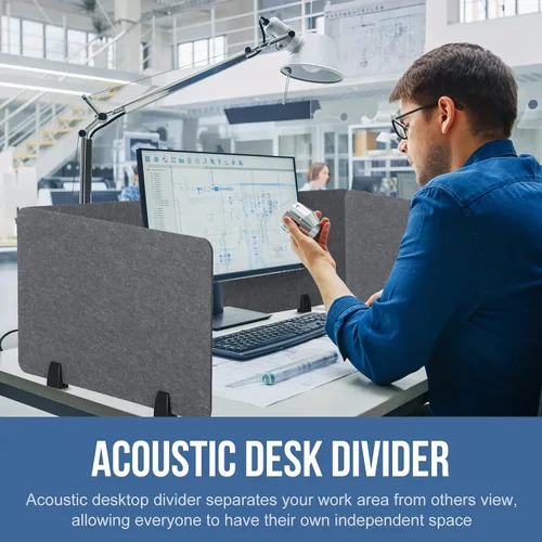 Vista 4 de Yaomiao Divisor acústico de escritorio de 3 piezas, insonorizado, panel de privacidad, particiones de escritorio independientes, absorción de sonido