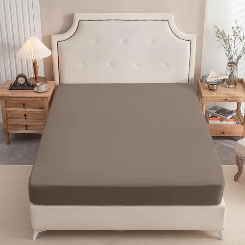 Vista 29 de PURE ERA Sábana bajera ajustable de algodón de punto de jersey (sin sábana encimera ni fundas de almohada) con bolsillo profundo de hasta 15 a 20