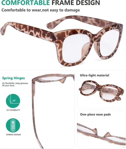 Vista 4 de Eyekepper Gafas de gran tamaño - Gafas retro para Mujeres - MarrónTortoise Frame