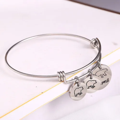 Vista 5 de Pulsera de mamá oso con pulsera ajustable de 1, 2, 3 cachorros, regalos para mamá