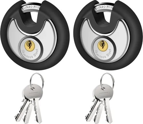 Vista 11 de Puroma Candado con llave, cerradura de casillero de acero inoxidable, cerraduras resistentes con 3 llaves, cerradura de unidad de almacenamiento