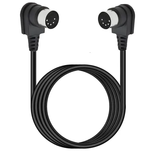 Vista 2 de Cable DIN MIDI de 5 pines de ángulo de 90 grados, doble de ángulo recto de 90 grados DIN de 5 pines macho a macho, cable de audio MIDI