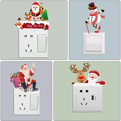 Vista 2 de ABOOFAN Adhesivo de pared extraíble con interruptor de luz de Navidad, 4