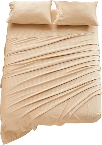 Vista 4 de Kingnex Sábanas a rayas para sofá cama de 36 x 72 pulgadas, tamaño individual para sofá cama, microfibra suave de doble cepillado 1800, 3 piezas