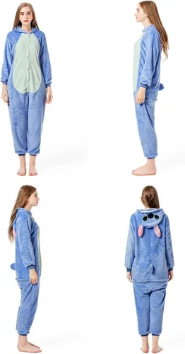 Vista 2 de Grilong Disfraz de mameluco de punto de Halloween unisex para adultos, pijamas de punto
