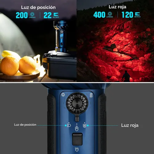 Vista 4 de OLIGHT Marauder Mini 2 linterna de alto lúmenes 5 modos de iluminación azul medianoche 10,000LM y 750M, carga dual tipo C y MCC3, IPX8