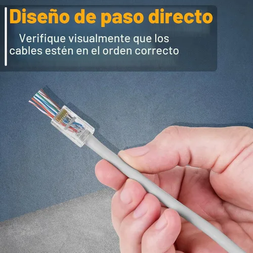 Vista 5 de GTZ Conector de paso a través RJ45 Cat5e 50 unidades - Conectores de paso a través RJ45 Cat 5e EZ - Conectores Cat 5e - Conector Ethernet, enchufe