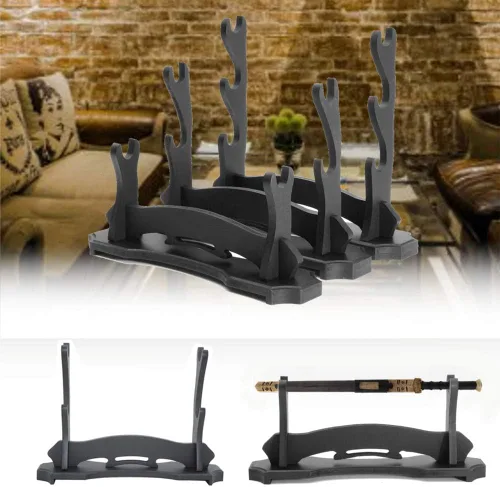 Vista 6 de BiJun Soporte de espada, soporte de espada de madera maciza de 2 niveles