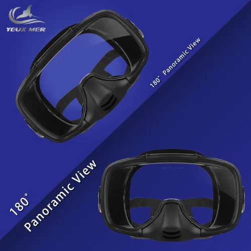 Vista 2 de Máscara de buceo con válvula de drenaje de visión amplia, adecuada para adultos, buceo antivaho, botón lateral ajustable rápido, buceo libre