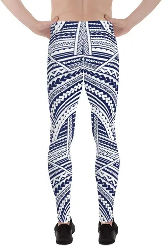 Vista 2 de Satori_Stylez - Mallas para hombre, polinesio, maorí, tatuaje impreso, Meggings Running Tights o Spats, pantalones BJJ