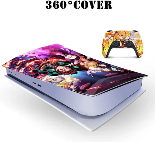 Vista 3 de Calcomanías de vinilo de anime para Playstation 5 versión de disco, adecuadas para consola PS5 y accesorios de controlador, compatible
