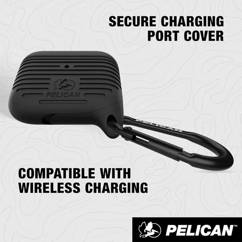 Vista 5 de Pelican Protector - Funda compatible con AirPods Pro 3 con mosquetón negro [carga inalámbrica] [protección MIL-STD] Funda de silicona suave