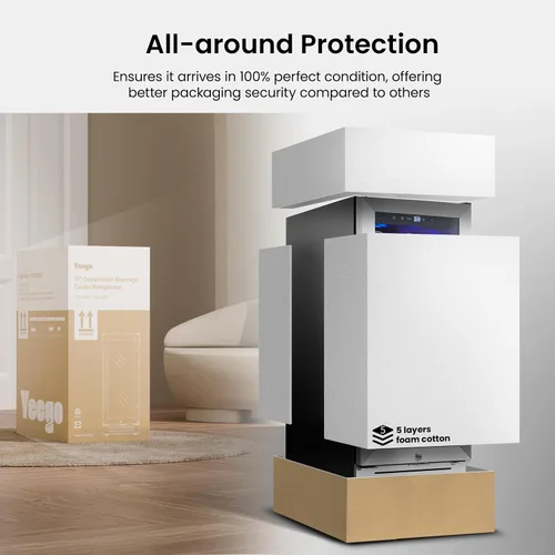 Vista 8 de Yeego Refrigerador de bebidas y mini refrigerador, enfriador de bebidas de 15 pulgadas con 80 latas de 34 a 54 °F, pequeño enfriador de cerveza