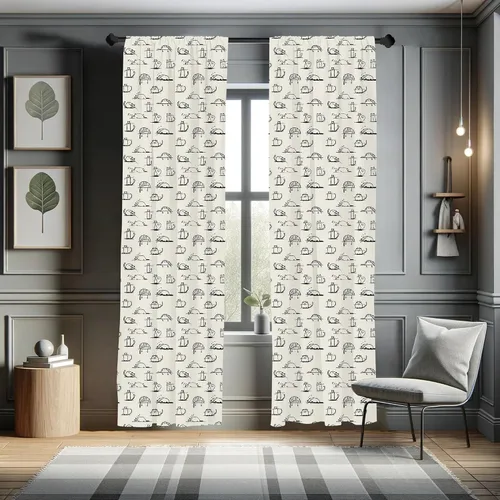 Vista 5 de Lunarable Cortinas para ventana para mascotas, divertidos personajes de gatos, estilo artístico, gatitos juguetones, animales peludos, decoración