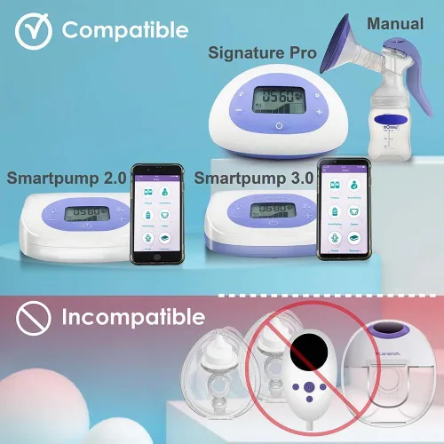 Vista 2 de Nenesupply Insertos de 0.591 in y bridas flexibles de 0.945 in compatibles con extractor de leche Lansinoh de repuesto para bridas Lansinoh de 0.591