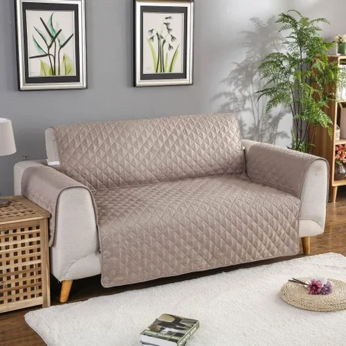 Vista 7 de Fundas para sofá reversible de 3 y 2 plazas, fundas acolchadas para sofá con correas elásticas ajustables, protectores de sofá impermeables contra