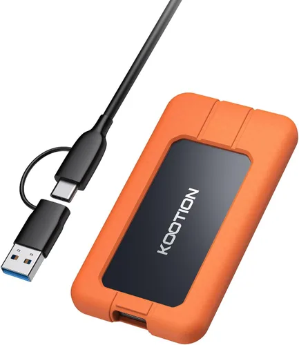 Vista 2 de KOOTION SSD portátil de 1 TB USB-C hasta 2000 MB/s USB 3.2 SSD externo USB 3.2 Gen 2x2 Unidad de estado sólido portátil con funda protectora a