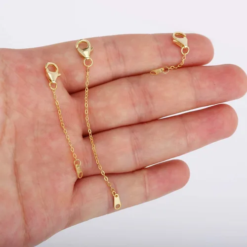 Vista 7 de Extensores de collar de oro de 14 quilates, cadena de plata de ley 925, extensión de collar, pulsera, extensor de tobillera para fabricación