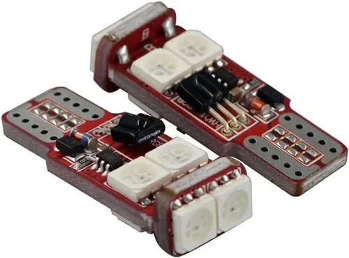 Vista 4 de SOCAL-LED LIGHTING 2 bombillas LED RC 194 W5W 5050 6SMD cuña brillante interior/cúpula/mapa/puerta/placa de licencia (T10 RGB)