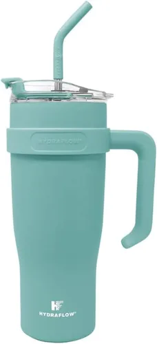 Vista 7 de HYDRAFLOW Capri - Vaso de 20 onzas con popote – Vaso aislado al vacío de triple pared – Vaso aislado al vacío – Vaso de acero inoxidable – Vaso