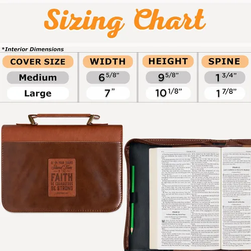 Vista 7 de Christian Art Gifts Funda clásica de piel sintética para la Biblia para hombres y mujeres: mantente firme en la fe - 1 Corintios 16:13 versículo