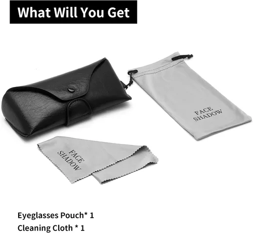Vista 6 de Face Shadow PU Leather Glasses Case with Belt Loop Semihard Portable Eyeglasses Case for Outwork