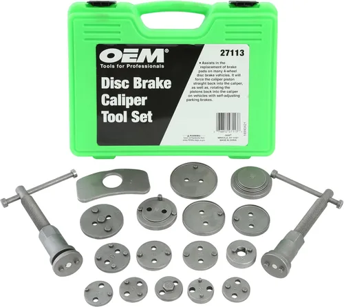 Vista 8 de OEMTOOLS 27111 Juego de herramientas de freno de disco, 11 adaptadores, para la mayoría de las pinzas de pistón nacionales/importadas