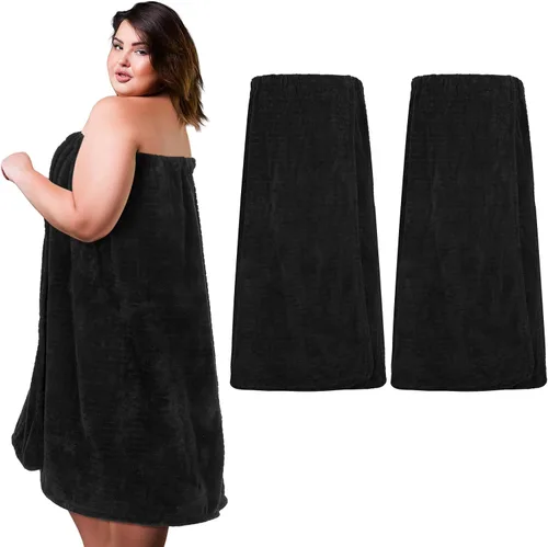 Vista 8 de Tigeen 2 toallas para mujer, bata de spa ligera a rayas con cierre ajustable, parte superior elástica, bata de baño suave para spa