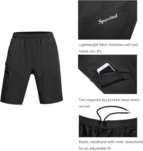 Vista 4 de Pantalones cortos de bicicleta de montaña para hombre, acolchados en 3D, ligeros, holgados, para ciclismo, MTB Bike